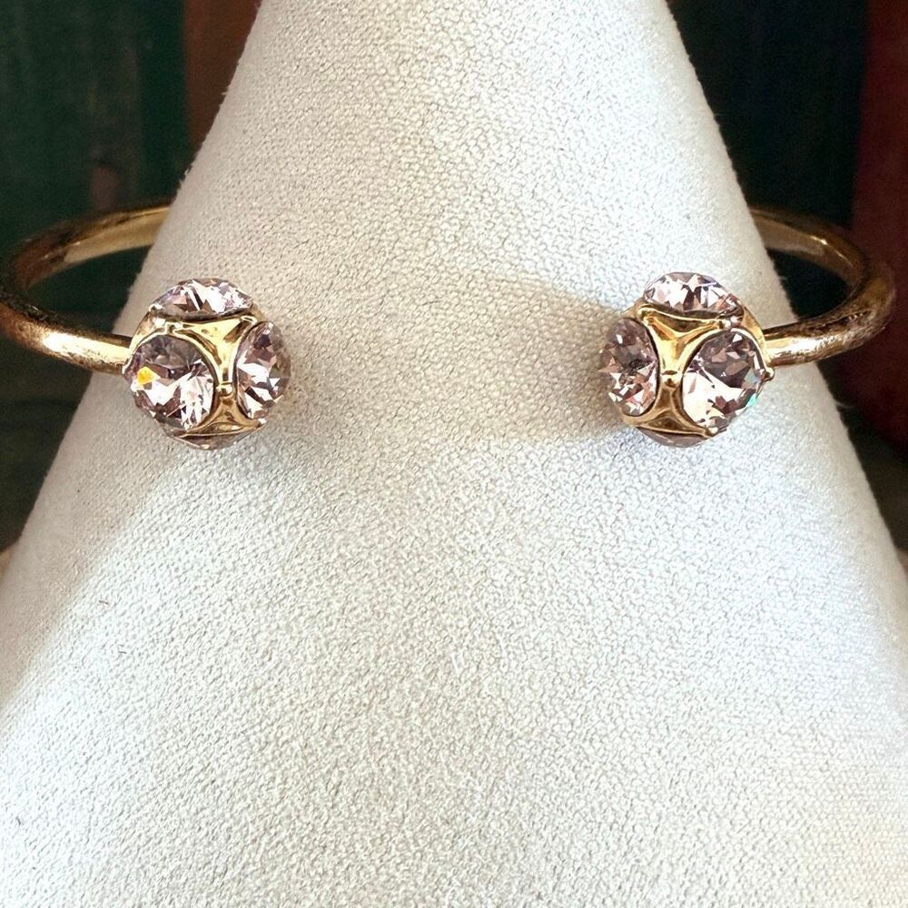 Kate Spade Gold Tone Crystal Open Cuff Bracelet - Picture 2 of 9